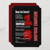 SURPRISE 18th Modern Birthday Red Black White A01 Kaart (Voorkant / Achterkant)