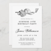 SURPRISE 19th Birthday Party Golf Theme Kaart (Voorkant / Achterkant)