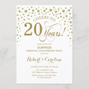 Surprise 20th Anniversary Celebration - White Gold Kaart