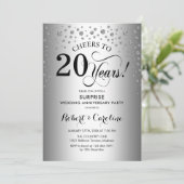 Surprise 20th Anniversary Party - Zilver Zwart Kaart (Staand voorkant)