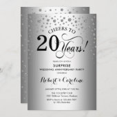 Surprise 20th Anniversary Party - Zilver Zwart Kaart (Voorkant / Achterkant)