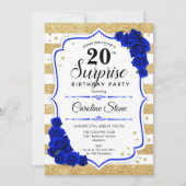 Surprise 20th Birthday - Gold White Royal Blue Kaart (Voorkant)