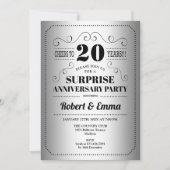 Surprise 20th Jubileum Party - Zilver Zwart Kaart (Voorkant)