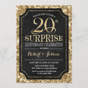 Surprise 20th Wedding Jubileum - Black Gold Kaart