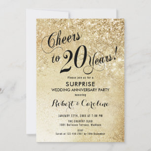 Surprise 20th Wedding Jubileum - Gold Kaart