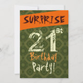 SURPRISE 21st Birthday Chocolate Green Sinaasappel Kaart (Voorkant)