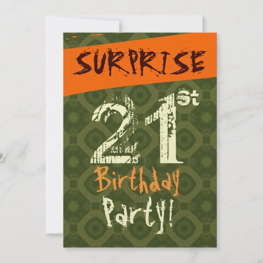 SURPRISE 21st Birthday Chocolate Green Sinaasappel Kaart (Voorkant)