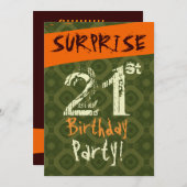 SURPRISE 21st Birthday Chocolate Green Sinaasappel Kaart (Voorkant / Achterkant)