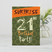 SURPRISE 21st Birthday Chocolate Green Sinaasappel Kaart (Staand voorkant)