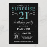 Surprise 21st Birthday Invitation Black en Blauwgr Kaart<br><div class="desc">Verrassend 21ste verjaardag Uitnodiging met Zwarte en Blauwgroen Glitter Achtergrond. Chalkboard. Volwassen verjaardag. Mannen of vrouwen uitgenodigd. Elke leeftijd. Voor verdere aanpassing,  te klikken gelieve de knoop "van de Aanpassing het"en ons ontwerphulpmiddel te gebruiken om deze sjabloon te wijzigen.</div>