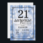 Surprise 21st Birthday Invitation Blue Glitter Kaart<br><div class="desc">Verrassend 21st de Uitnodiging van de Dag met de Blauwe Lichten van het Koord met de Blauwe Achtergrond van Glitter. Blauwe verjaardag. Volwassen verjaardag. Mannen of vrouwen uitgenodigd. 13e 15e 16e 18e 21e 30e 40e 50e 60e 70e 90e 100e, elke leeftijd. Voor verdere aanpassing, te klikken gelieve de knoop "van...</div>