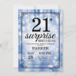 Surprise 21st Birthday Invitation Blue Glitter Kaart<br><div class="desc">Verrassend 21st de Uitnodiging van de Dag met de Blauwe Lichten van het Koord met de Blauwe Achtergrond van Glitter. Blauwe verjaardag. Volwassen verjaardag. Mannen of vrouwen uitgenodigd. 13e 15e 16e 18e 21e 30e 40e 50e 60e 70e 90e 100e, elke leeftijd. Voor verdere aanpassing, te klikken gelieve de knoop "van...</div>