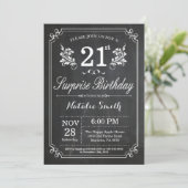 Surprise 21st Birthday Invitation Chalkboard Kaart (Staand voorkant)