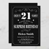 Surprise 21st Birthday Invitation Chalkboard Kaart (Voorkant / Achterkant)