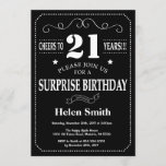 Surprise 21st Birthday Invitation Chalkboard Kaart<br><div class="desc">Verrassend 21ste Birthday Invitation Chalkboard. Zwart-witte achtergrond. Volwassen verjaardag. Mannelijke Mannen of vrouwen: Birthday. Kinder jongen of meisje Lady Teen Teenage Bday Invite. 13e 15e 16e 18e 21e 30e 40e 50e 60e 70e 80e 90e 100e. Elke leeftijd. Voor verdere aanpassing, te klikken gelieve de knoop "van de Aanpassing het"en ons...</div>