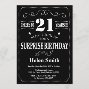 Surprise 21st Birthday Invitation Chalkboard Kaart