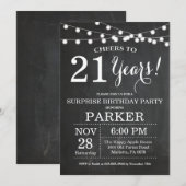 Surprise 21st Birthday Invitation Chalkboard Kaart (Voorkant / Achterkant)