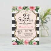 Surprise 21st Birthday Invitation Floral Kaart (Staand voorkant)