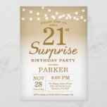 Surprise 21st Birthday Invitation Gold Kaart<br><div class="desc">Verrassend 21st de Uitnodiging van de Dagen met de gouden Lichten van het Koord. Gouddag. Volwassen verjaardag. Mannen of vrouwen uitgenodigd. 13e 15e 16e 18e 21e 30e 40e 50e 60e 70e 90e 100e, elke leeftijd. Voor verdere aanpassing, te klikken gelieve de knoop "van de Aanpassing het"en ons ontwerphulpmiddel te gebruiken...</div>