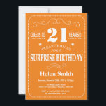 Surprise 21st Birthday Invitation Oranje and White Kaart<br><div class="desc">Verrassend 21ste verjaardag Uitnodiging Oranje en Witte Typografie. Oranje achtergrond. Volwassen verjaardag. Mannelijke Mannen of vrouwen: Birthday. Kinder jongen of meisje Lady Teenage Bday Invite. 13e 15e 16e 18e 21e 30e 40e 50e 60e 70e 90e 100e. Elke leeftijd. Voor verdere aanpassing, te klikken gelieve de knoop "van de Aanpassing het"en...</div>