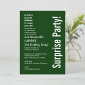 SURPRISE 21st Birthday Modern Green and White Kaart (Staand voorkant)