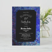 Surprise 21st Birthday Party Black met blauwe gren Kaart (Staand voorkant)
