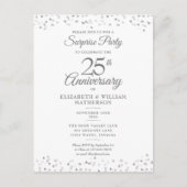 Surprise 25e trouwdag zilveren harten  briefkaart (Voorkant)