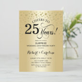 Surprise 25th Anniversary Celebration - Goud Zwart Kaart (Staand voorkant)