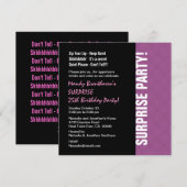 SURPRISE 25th Birthday Modern Lila roze W595 Kaart (Voorkant / Achterkant)