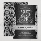 Surprise 25th Jubileum Party - Zilver Kaart (Voorkant / Achterkant)