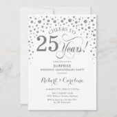 Surprise 25th Jubileum Party - Zilverwit Kaart (Voorkant)