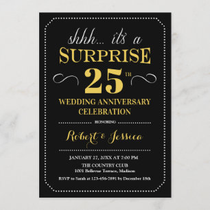 Surprise 25th Wedding Jubileum - Black Gold Kaart