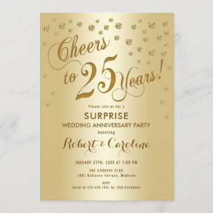 Surprise 25th Wedding Jubileum - Gold Kaart