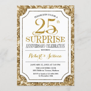Surprise 25th Wedding Jubileum - White Gold Kaart