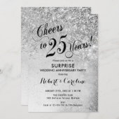 Surprise 25th Wedding Jubileum - Zilver Kaart (Voorkant / Achterkant)