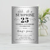 Surprise 25th Wedding Jubileum - Zilver Zwart Kaart (Staand voorkant)