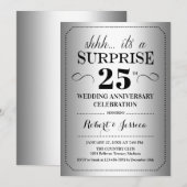 Surprise 25th Wedding Jubileum - Zilver Zwart Kaart (Voorkant / Achterkant)