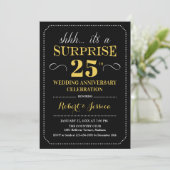Surprise 25th Wedding Jubileum - Zwart Goud Kaart (Staand voorkant)