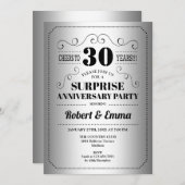 Surprise 30th Anniversary Feest - Zilver Zwart Kaart (Voorkant / Achterkant)