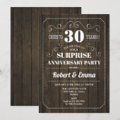 Surprise 30th Anniversary Party - Rustieke Hout Kaart (Voorkant / Achterkant)