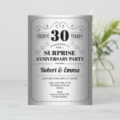 Surprise 30th Anniversary Party - Zilver Zwart Kaart (Staand voorkant)