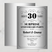 Surprise 30th Anniversary Party - Zilver Zwart Kaart (Voorkant / Achterkant)