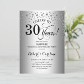 Surprise 30th Anniversary Party Zilver Zwart Kaart (Staand voorkant)