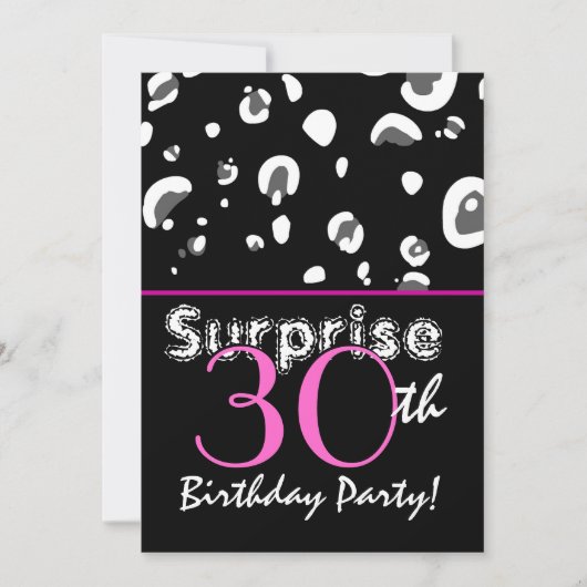 SURPRISE 30th Birthday Black Leopard Confetti Kaart (Voorkant)