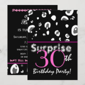 SURPRISE 30th Birthday Black Leopard Confetti Kaart (Voorkant / Achterkant)