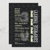 SURPRISE 30th Birthday Black Silver Ivory V4 Kaart (Voorkant / Achterkant)