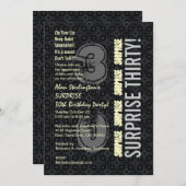 SURPRISE 30th Birthday Black Silver Ivory V4N Kaart (Voorkant / Achterkant)