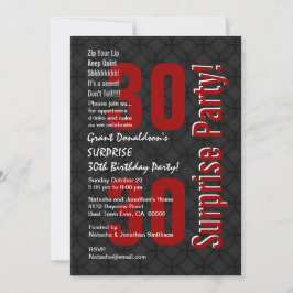 SURPRISE 30th Birthday Black White Red F001 Kaart
