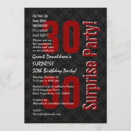 SURPRISE 30th Birthday Black White Red F001 Kaart