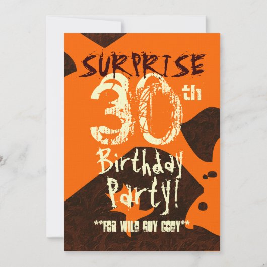 SURPRISE 30th Birthday Brown Ivory Oranje C736 Kaart (Voorkant)